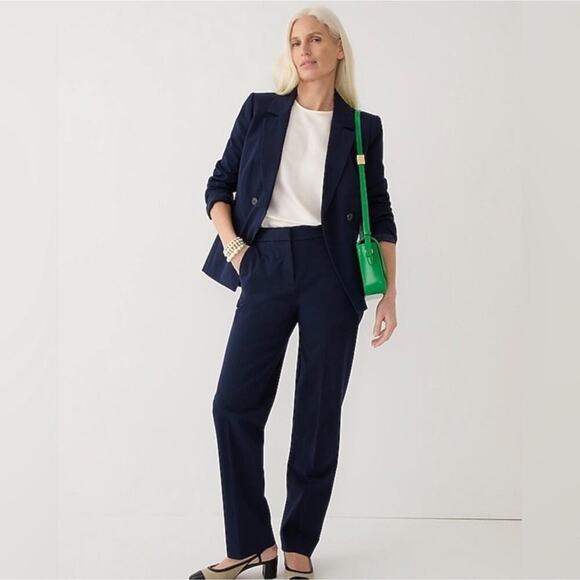 J. Crew Navy Blue Kate Straight Leg Pants Bi-Stretch Cotton Blend BF401 Size 4 - Picture 1 of 11
